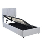 Letto imbottito beige/grigio con contenitore idraulico – Piazza singola/Matrimoniale, 2 persone