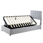 Letto imbottito beige/grigio con contenitore idraulico – Piazza singola/Matrimoniale, 2 persone