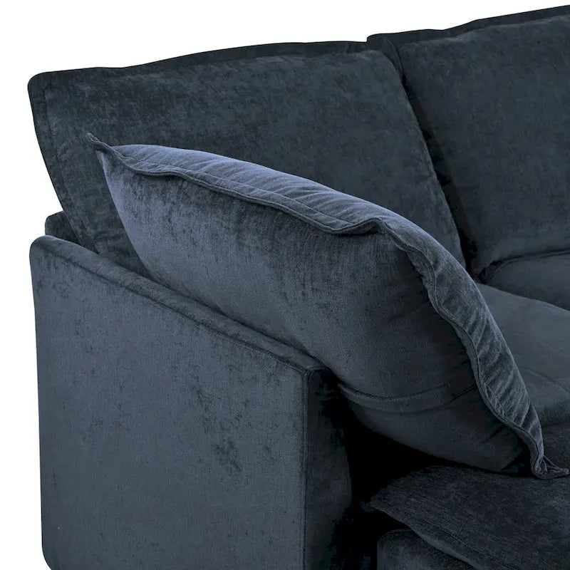 Divano sezionale modulare da 8 pezzi blu/grigio/beige con contenitore, cuscini a doppio strato