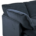 Divano sezionale modulare da 8 pezzi blu/grigio/beige con contenitore, cuscini a doppio strato