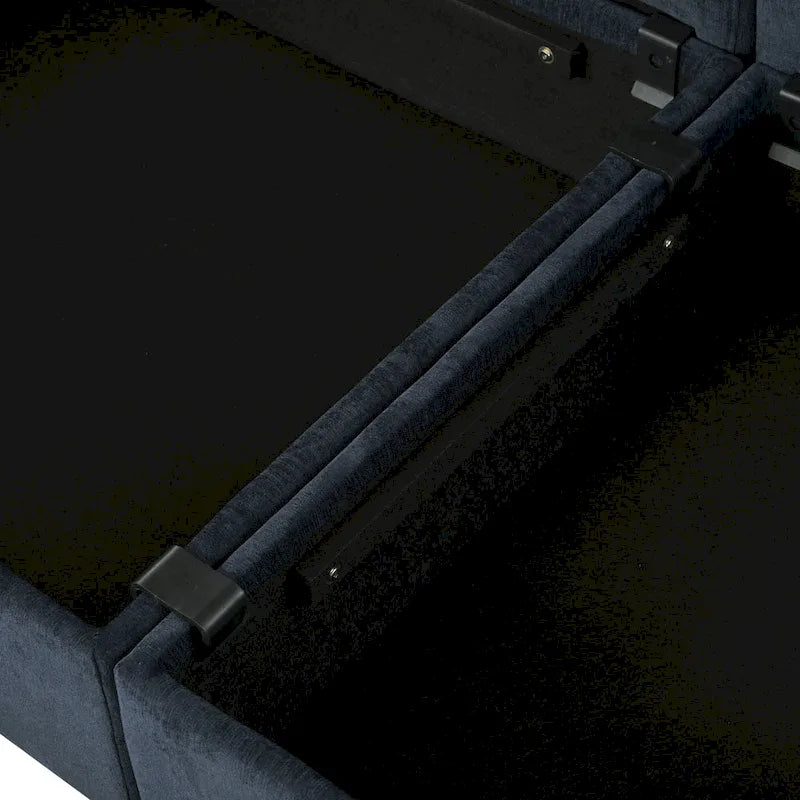 Divano sezionale modulare da 8 pezzi blu/grigio/beige con contenitore, cuscini a doppio strato
