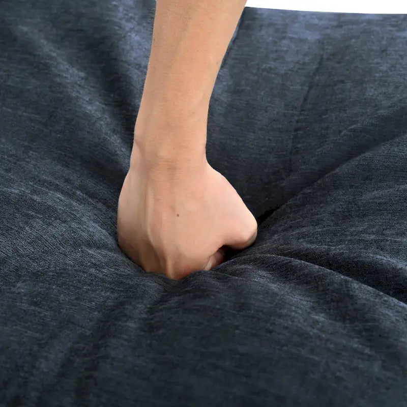 Divano sezionale modulare da 8 pezzi blu/grigio/beige con contenitore, cuscini a doppio strato