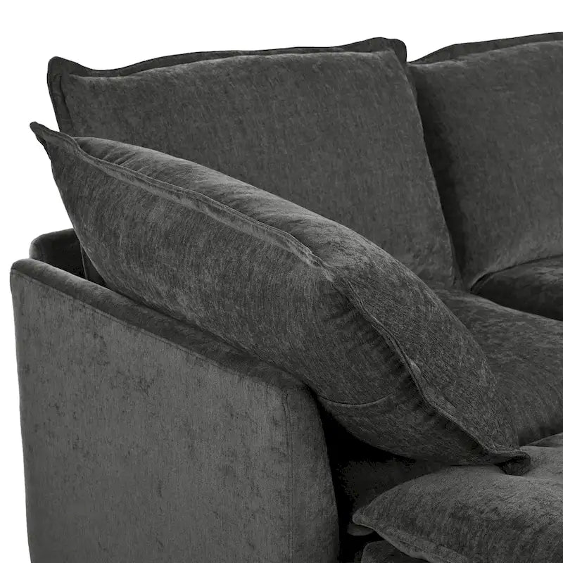 Divano sezionale modulare da 8 pezzi blu/grigio/beige con contenitore, cuscini a doppio strato