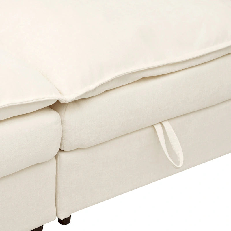 Divano sezionale modulare da 8 pezzi blu/grigio/beige con contenitore, cuscini a doppio strato