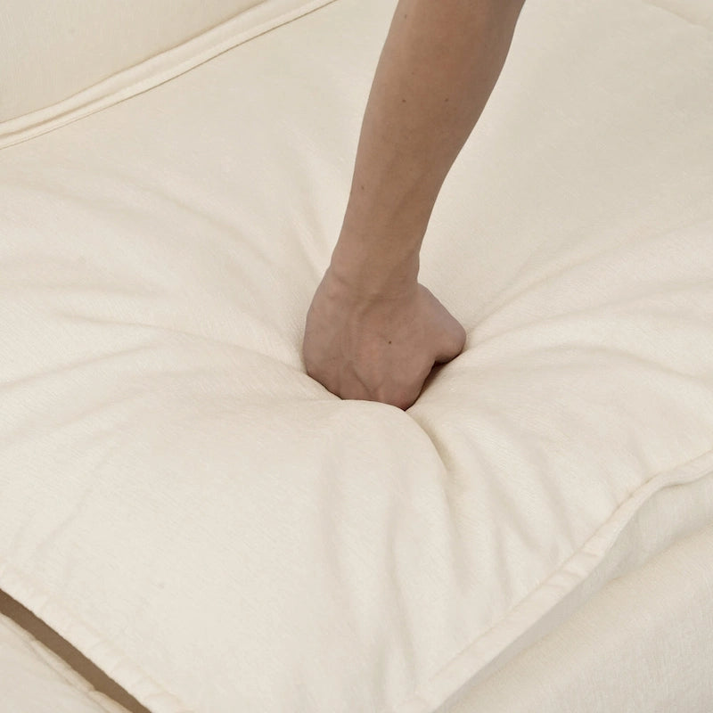 Divano sezionale modulare da 8 pezzi blu/grigio/beige con contenitore, cuscini a doppio strato