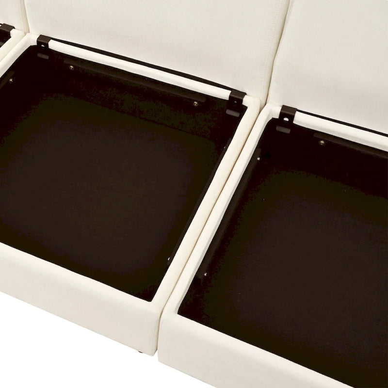 Divano sezionale modulare da 8 pezzi blu/grigio/beige con contenitore, cuscini a doppio strato