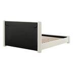 Struttura letto a piattaforma imbottita in bouclé color crema con testiera ampia, Queen, 1 posto