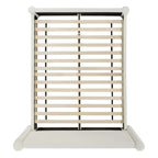 Struttura letto a piattaforma imbottita in bouclé color crema con testiera ampia, Queen, 1 posto