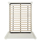 Struttura letto a piattaforma imbottita in bouclé color crema con testiera ampia, Queen, 1 posto