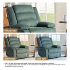 Poltrona reclinabile monoposto in velluto a coste grigio scuro/beige/verde-grigio/avena con poggiapiedi