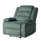 Poltrona reclinabile monoposto in velluto a coste grigio scuro/beige/verde-grigio/avena con poggiapiedi