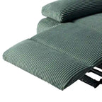 Poltrona reclinabile monoposto in velluto a coste grigio scuro/beige/verde-grigio/avena con poggiapiedi