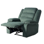 Poltrona reclinabile monoposto in velluto a coste grigio scuro/beige/verde-grigio/avena con poggiapiedi