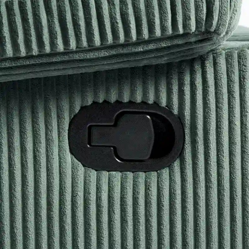 Poltrona reclinabile monoposto in velluto a coste grigio scuro/beige/verde-grigio/avena con poggiapiedi
