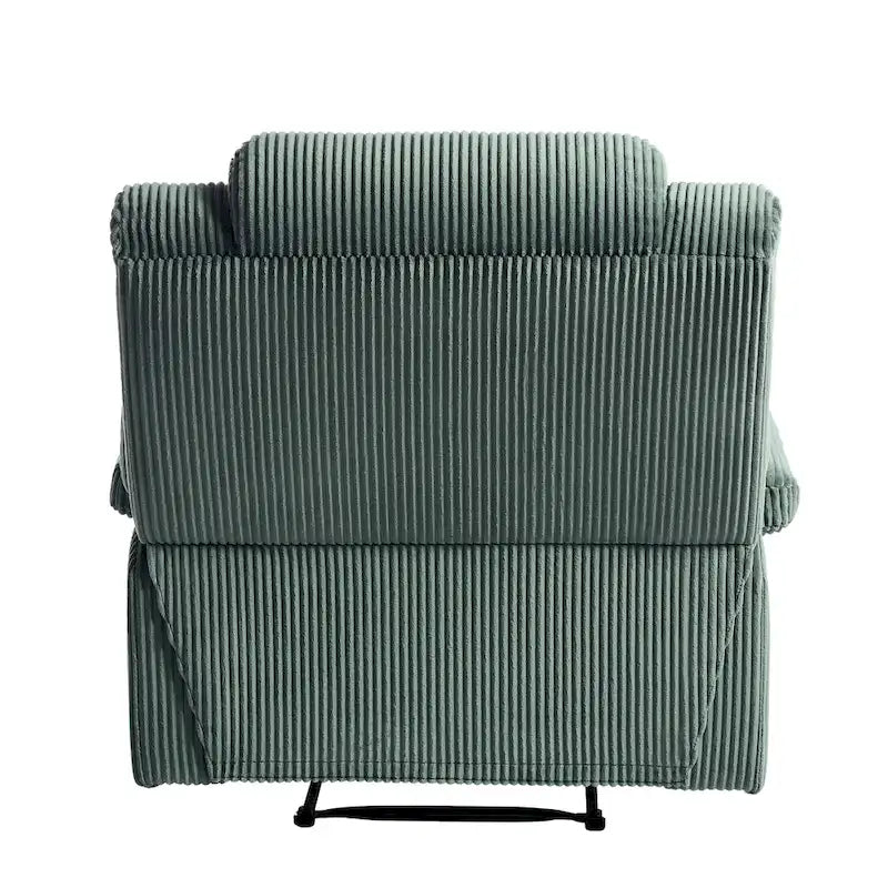 Poltrona reclinabile monoposto in velluto a coste grigio scuro/beige/verde-grigio/avena con poggiapiedi