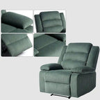 Poltrona reclinabile monoposto in velluto a coste grigio scuro/beige/verde-grigio/avena con poggiapiedi