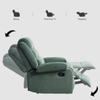 Poltrona reclinabile monoposto in velluto a coste grigio scuro/beige/verde-grigio/avena con poggiapiedi