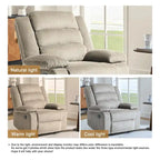 Poltrona reclinabile monoposto in velluto a coste grigio scuro/beige/verde-grigio/avena con poggiapiedi