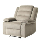 Poltrona reclinabile monoposto in velluto a coste grigio scuro/beige/verde-grigio/avena con poggiapiedi