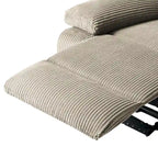 Poltrona reclinabile monoposto in velluto a coste grigio scuro/beige/verde-grigio/avena con poggiapiedi