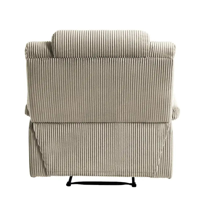 Poltrona reclinabile monoposto in velluto a coste grigio scuro/beige/verde-grigio/avena con poggiapiedi