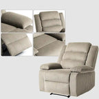 Poltrona reclinabile monoposto in velluto a coste grigio scuro/beige/verde-grigio/avena con poggiapiedi