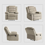 Poltrona reclinabile monoposto in velluto a coste grigio scuro/beige/verde-grigio/avena con poggiapiedi