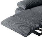 Poltrona reclinabile monoposto in velluto a coste grigio scuro/beige/verde-grigio/avena con poggiapiedi