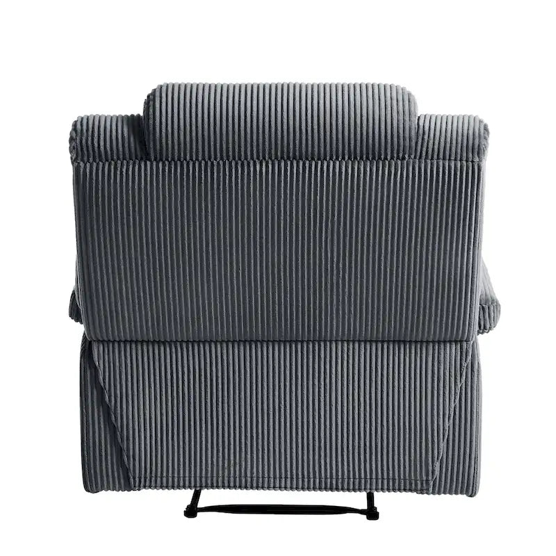 Poltrona reclinabile monoposto in velluto a coste grigio scuro/beige/verde-grigio/avena con poggiapiedi
