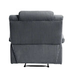 Poltrona reclinabile monoposto in velluto a coste grigio scuro/beige/verde-grigio/avena con poggiapiedi