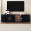 Mobile TV moderno bianco/nero per TV fino a 80", assemblaggio per 2 persone, 3 cassetti e 2 armadietti