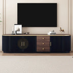 Mobile TV moderno bianco/nero per TV fino a 80", assemblaggio per 2 persone, 3 cassetti e 2 armadietti
