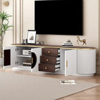 Mobile TV moderno bianco/nero per TV fino a 80", assemblaggio per 2 persone, 3 cassetti e 2 armadietti