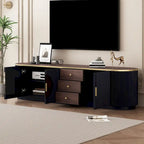 Mobile TV moderno bianco/nero per TV fino a 80", assemblaggio per 2 persone, 3 cassetti e 2 armadietti