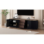 Mobile TV moderno bianco/nero per TV fino a 80", assemblaggio per 2 persone, 3 cassetti e 2 armadietti