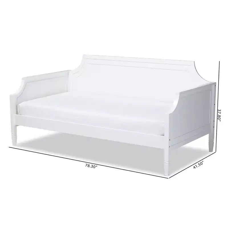 Daybed in Legno Mariana Doppio Bianco - Baxton Studio: Struttura Tradizionale in MDF e Legno di Gomma, Finitura Verniciata, Supporto Rinforzato