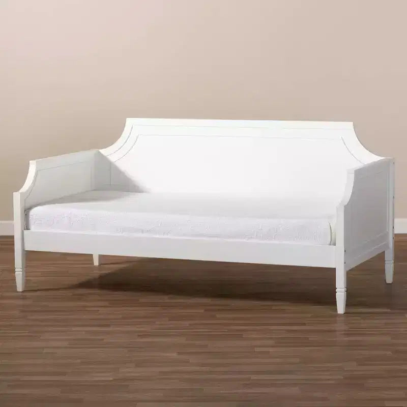 Daybed in Legno Mariana Doppio Bianco - Baxton Studio: Struttura Tradizionale in MDF e Legno di Gomma, Finitura Verniciata, Supporto Rinforzato