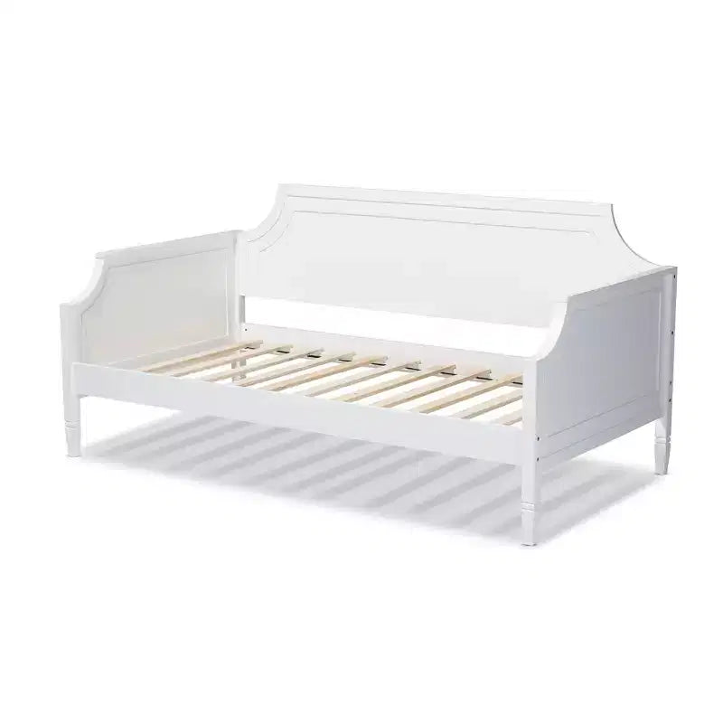 Daybed in Legno Mariana Doppio Bianco - Baxton Studio: Struttura Tradizionale in MDF e Legno di Gomma, Finitura Verniciata, Supporto Rinforzato