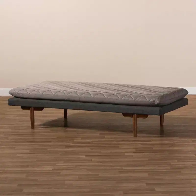 Twin Two Marit Tone Lettino da Giorno Imbottito in Legno Grigio/Noce - Baxton Studio: Senza Letto Estraibile, Design Salvaspazio