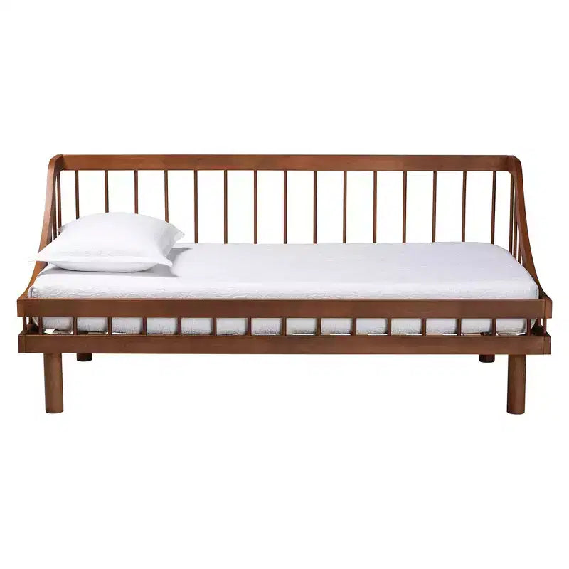 Divano letto Baxton Studio Helio in legno con struttura a giorno, marrone noce