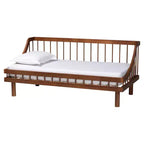 Divano letto Baxton Studio Helio in legno con struttura a giorno, marrone noce