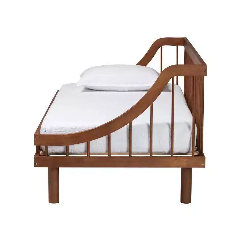 Divano letto Baxton Studio Helio in legno con struttura a giorno, marrone noce