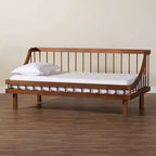 Divano letto Baxton Studio Helio in legno con struttura a giorno, marrone noce