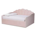 Queen Timila Velvet Fabric Upholstered Daybed Light Pink - Baxton Studio: Seashell-Inspired, No Box Spring Needed
