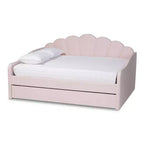 Queen Timila Velvet Fabric Upholstered Daybed with Trundle - Baxton Studio: Glam Bedroom Furniture, No Box Spring Needed