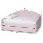 Letto a giorno matrimoniale imbottito in tessuto di velluto Queen Timila con letto estraibile - Baxton Studio: Mobili da camera glamour, non è necessaria la rete a molle
