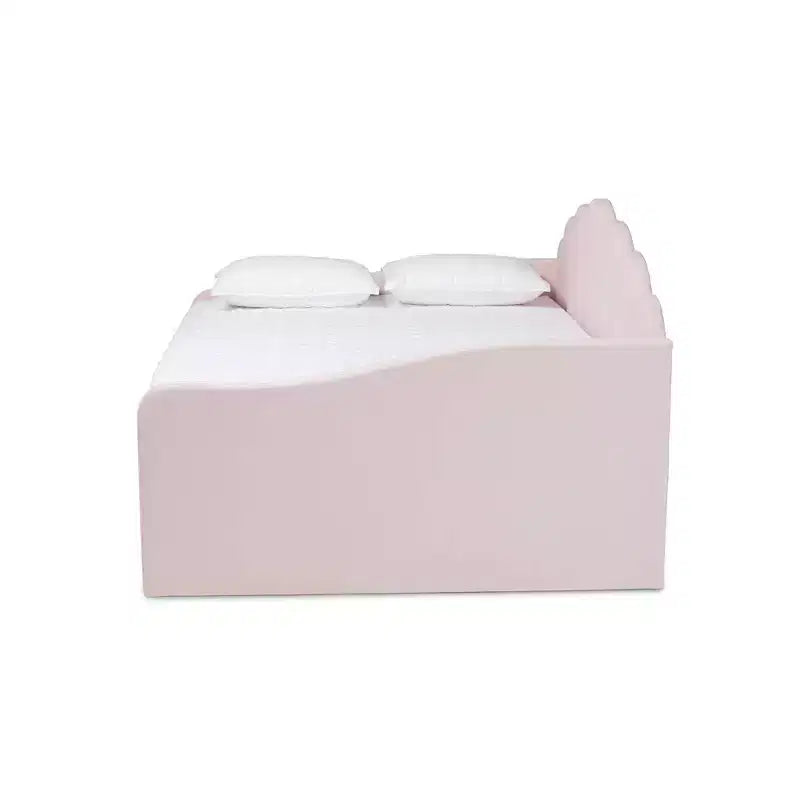Letto a giorno matrimoniale imbottito in tessuto di velluto Queen Timila con letto estraibile - Baxton Studio: Mobili da camera glamour, non è necessaria la rete a molle