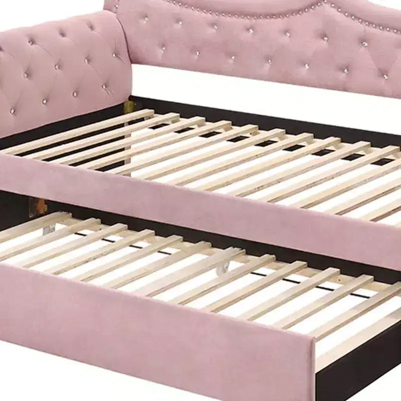 Acme Furniture Letto Adkins in Velluto Rosa Una Piazza e Mezza/Matrimoniale