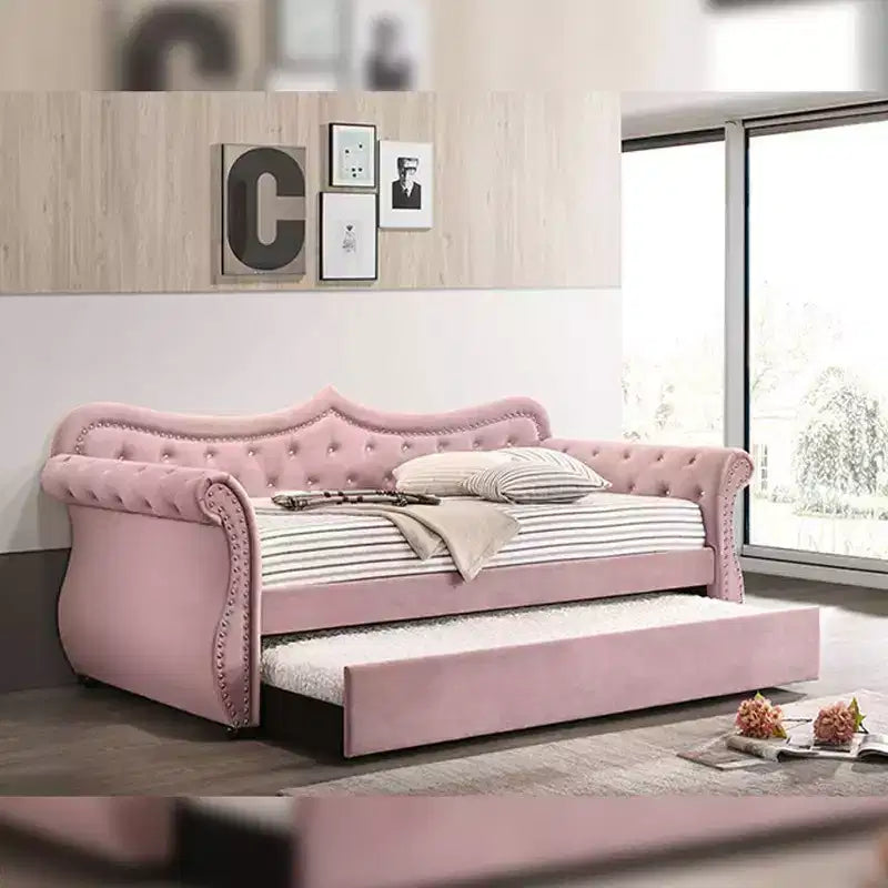 Acme Furniture Letto Adkins in Velluto Rosa Una Piazza e Mezza/Matrimoniale