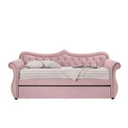 Acme Furniture Letto Adkins in Velluto Rosa Una Piazza e Mezza/Matrimoniale